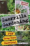 Collage of images related to guerrilla gardening with text overlay on a green background.