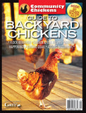Magazine cover featuring a chicken on a wooden deck with a bright background