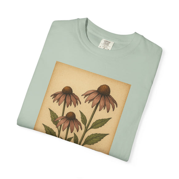 Echinacea Herbal Tee, Nature Lover Gift, Botanical T-shirt, Vintage Aesthetic Top, Gardening Apparel, Eco-Friendly Fashion