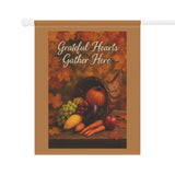 Grateful Hearts Gather Here Autumn Cornucopia Garden Flag