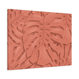 Coral Monstera Canvas Print – Botanical Wall Art
