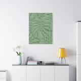 Sage Green Monstera Canvas Print – Botanical Wall Art