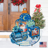 Santa Arrival Christmas Outdoor Yard Sign by G. DeBrekht - Christmas Santa Snowman Decor - 8112180F