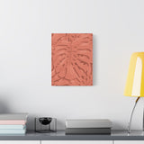 Coral Monstera Canvas Print – Botanical Wall Art