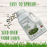 White container of Dutch White Clover seed kit with text on a wooden background