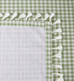Fennco Styles Simply Striped Tassel Cotton Blend 55 x 55 Inch Tablecloth - Green Table Cover for Banquets, Holiday, Special Events, Outdoor and Home Décor
