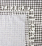 Fennco Styles Simply Striped Tassel Cotton Blend 55 x 55 Inch Tablecloth - Green Table Cover for Banquets, Holiday, Special Events, Outdoor and Home Décor
