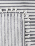 Fennco Styles Simply Striped Tassel Cotton Blend 55 x 55 Inch Tablecloth - Green Table Cover for Banquets, Holiday, Special Events, Outdoor and Home Décor