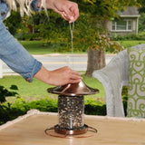 Copper Bird Feeder with Plastic Seed Reservoir Tube and Circular Perch - FREE SHIPPING