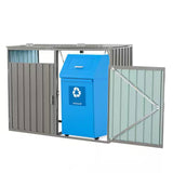 Outdoor Grey Galvanized Steel Garbage Bin Storage Shed - Holds 2 Trash Cans - FREE SHIPPING