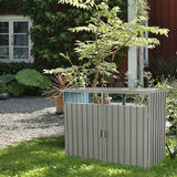 Outdoor Grey Galvanized Steel Garbage Bin Storage Shed - Holds 2 Trash Cans - FREE SHIPPING