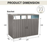 Outdoor Grey Galvanized Steel Garbage Bin Storage Shed - Holds 2 Trash Cans - FREE SHIPPING