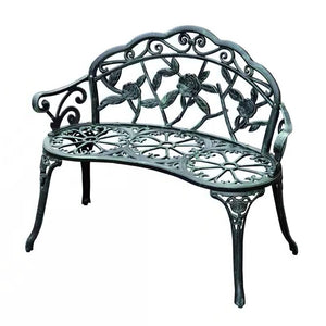 Outdoor Patio 40-inch Garden Bench with Backrest in Antique Green Metal Finish - FREE SHIPPING