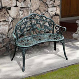 Outdoor Patio 40-inch Garden Bench with Backrest in Antique Green Metal Finish - FREE SHIPPING