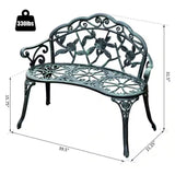 Outdoor Patio 40-inch Garden Bench with Backrest in Antique Green Metal Finish - FREE SHIPPING