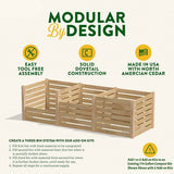 Wooden compost bin with modular design features on a white background