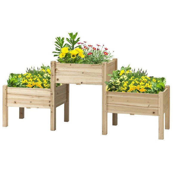 FarmHouse 3 Wooden Elevated Planter Raised Garden Beds - FREE SHIPPING