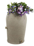 Grey SandStone 50-Gallon Plastic Urn Rain Barrel with Planter Top - FREE SHIPPING