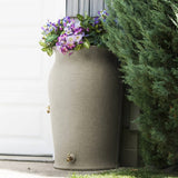Grey SandStone 50-Gallon Plastic Urn Rain Barrel with Planter Top - FREE SHIPPING
