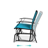2 Seat Mesh Patio Loveseat Swing Glider Rocker with Armrests in Blue - FREE SHIPPING