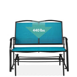 2 Seat Mesh Patio Loveseat Swing Glider Rocker with Armrests in Blue - FREE SHIPPING