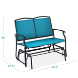 2 Seat Mesh Patio Loveseat Swing Glider Rocker with Armrests in Blue - FREE SHIPPING