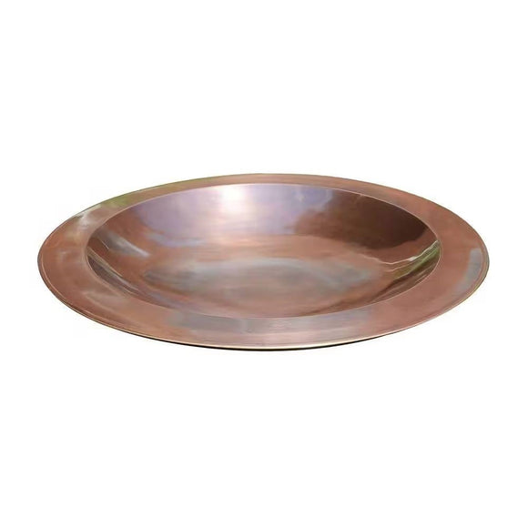 24-inch Diameter Round Copper Plated Brass Large Bird Bath Rimmed Bowl Birdbath - FREE SHIPPING