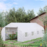 19.5 Ft x 9.8 Ft Outdoor Greenhouse w/ White PE Cover and Heavy Duty Steel Frame - FREE SHIPPING