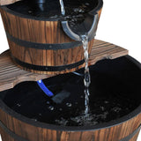 Outdoor 2-Tier Solid Wood Whisky Barrel Waterfall Fountain with Electric Pump - FREE SHIPPING