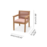 Agate Teak and Rope Armchair Terracotta dimensions on a white background