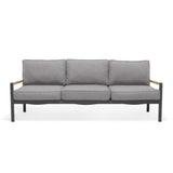 Amber Teak and Aluminum 3-Seater Sofa