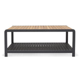 Amber Teak and Aluminum Rectangular Coffee Table
