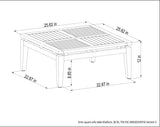 Technical drawing of a square outdoor sofa table with dimensions