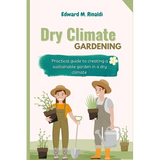 Book cover of 'Dry Climate Gardening' by Edward M. Rinaldi with illustrations of two people gardening.
