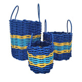 Authentic Maine Lobster Rope Storage Basket Two Tone Blue with Yellow Accents - FREE SHIPPING