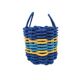 Authentic Maine Lobster Rope Storage Basket Two Tone Blue with Yellow Accents - FREE SHIPPING
