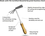 Stainless Steel Garden Cultivator Hoe (classic wood handle)