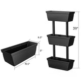 Modern Vertical 3-Tier Indoor Outdoor Black PP Raised Garden Bed Planter Box - FREE SHIPPING