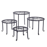 Set of 4 - Indoor Outdoor Black Metal Plant Stand - FREE SHIPPING