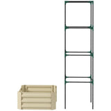 Beige Galvanized Open Bottom Raised Garden Bed Planter with Tomato Cage Trellis - FREE SHIPPING