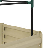 Beige Galvanized Open Bottom Raised Garden Bed Planter with Tomato Cage Trellis - FREE SHIPPING