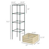 Beige Galvanized Open Bottom Raised Garden Bed Planter with Tomato Cage Trellis - FREE SHIPPING