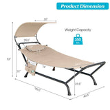 Outdoor Tan Hammock Style Chaise Lounge Chair Cot with Canopy and Storage Bag - FREE SHIPPING