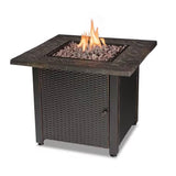 30-inch Outdoor Bronze LP Propane Gas Fire Pit with Lava Rocks and Cover - FREE SHIPPING