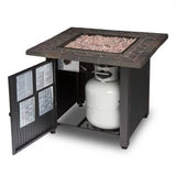 30-inch Outdoor Bronze LP Propane Gas Fire Pit with Lava Rocks and Cover - FREE SHIPPING