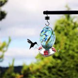 Blue Blown Glass Hummingbird Feeder with Perch and 4 Feeding Ports - FREE SHIPPING