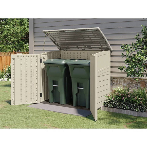 Cream Beige and Grey Outdoor Heavy Duty Plastic Garbage Bin Trash Can Storage Shed - FREE SHIPPING