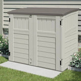 Cream Beige and Grey Outdoor Heavy Duty Plastic Garbage Bin Trash Can Storage Shed - FREE SHIPPING