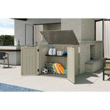 Cream Beige and Grey Outdoor Heavy Duty Plastic Garbage Bin Trash Can Storage Shed - FREE SHIPPING