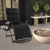 Black Zero Gravity Adjustable Lounge Chair Removable Cushion Cup Holder Tray - FREE SHIPPING